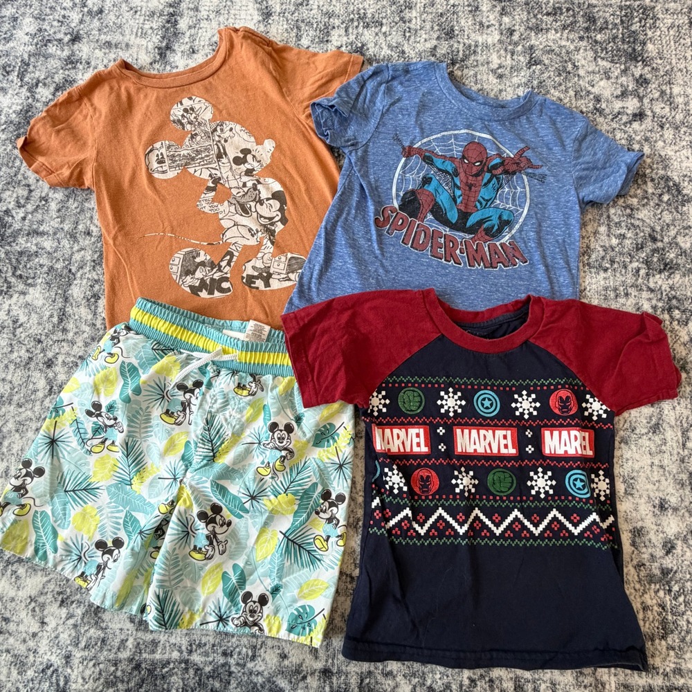 Disney Marvel Mickey Spider-Man Marvel Clothing Lot Boys Kids 5T Shirts & Swim